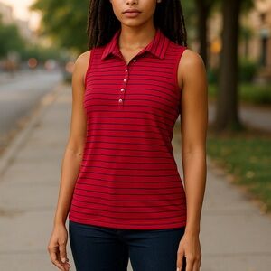 Nike Golf Red and Black Striped Tank Top Size PS
